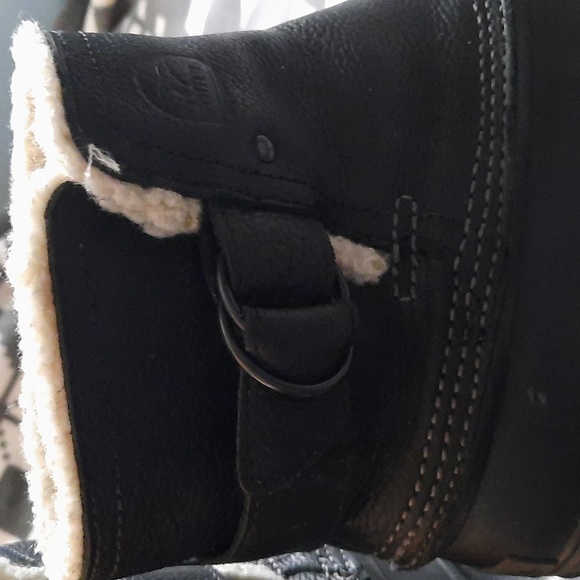 Sorel Black Leather Ankle Rubber Sherpa Lined Boots  NL2135-010 Size 9 - Picture 13 of 16